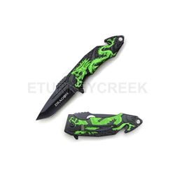 Snake Eye Tactical Dragon Design Rescue Spring Assist Knife 4.5"
