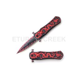 Snake Eye Tactical Dragon Design Spring Assist Knife 4.5" Closed