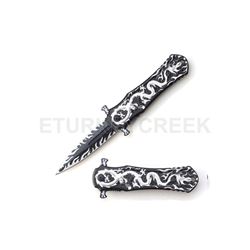 Snake Eye Tactical Dragon Design Spring Assist Knife 4.5" Closed