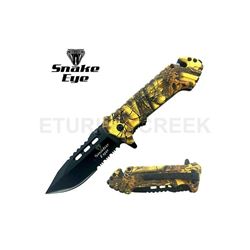 SNAKE EYE TACTICAL CAMO SPRING ASSIST KNIFE 4.5" CLOSED