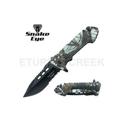 SNAKE EYE TACTICAL CAMO SPRING ASSIST KNIFE 4.5" CLOSED