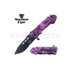 SNAKE EYE TACTICAL CAMO SPRING ASSIST KNIFE 4.5" CLOSED
