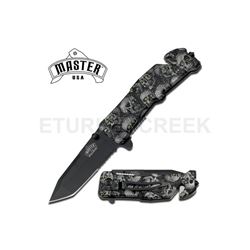 TACTICAL RESCUE STYLE SPRING ASSIST FOLDER- GREY SKULL CAMO
