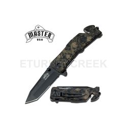 TACTICAL RESCUE STYLE SPRING ASSIST KNIFE - TAN SKULL CAMO