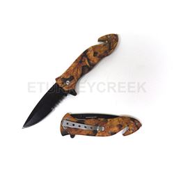 Rescue Style Spring Assist Knife 4.5" Closed W Clip Jungle Camo