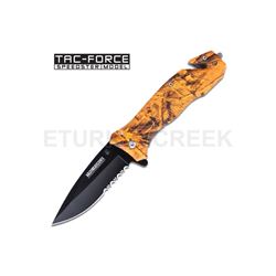 Rescue Style Spring Assist Knife 4.5" Closed W/ Clip Orange Camo