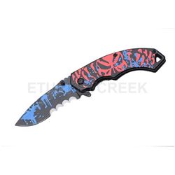 " Punisher " Fantasy Skull Design Assisted Opening Knife 4.5"