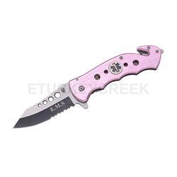 " E M S " Pink Rescue Folder Spring Assist Knife 4.5"