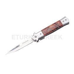 Italian Style Stiletto Folding Knife Brown Pearl Handle 5"