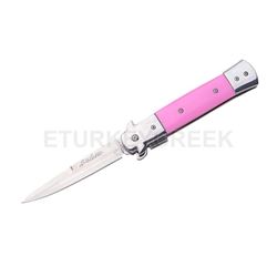 Italian Style Stiletto Folding Knife Pink Handle 5"