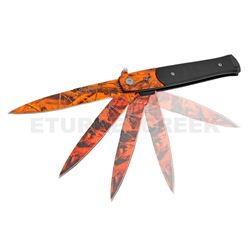Snake Eye Tactical Stiletto Folding Knife- Orange Camo 5" Closed