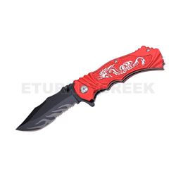 " Dragon " Fantasy Collection Spring Assist Knife Red 4.5"