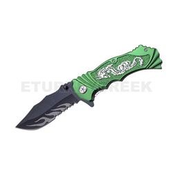 " Dragon " Fantasy Collection Spring Assist Knife Green 4.5"