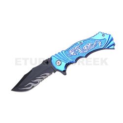 " Dragon " Fantasy Collection Spring Assist Knife Blue 4.5"
