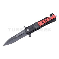 Fire Fighter Rescue Folder Spring Assist Knife 4.5" Closed Red