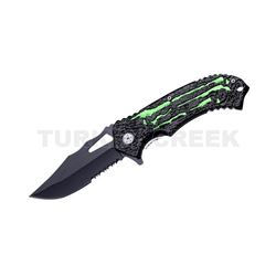 Fantasy Design Spring Assist Knife 4.5" Closed Green Handle