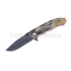 " Snake Eye " Tactical Action Assist Knife 4.5" Closed CAMO