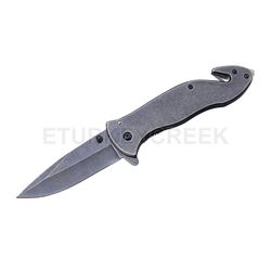 Stone Wash Rescue Style Spring Assist Knife 4.5" Closed W/Clip