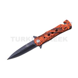 Snake Eye Tactical Spring Assist Knife 4.5" Closed Orange Camo