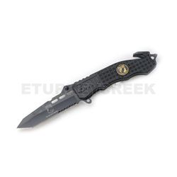 " P.O.W " Rescue Style Action Assist Knife 4.5" Black