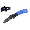 Image 1 : Police Rescue Folder Spring Assist Knife LED Light 4.5" Black