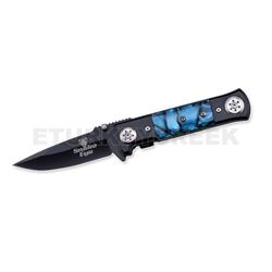 " Snake Eye " Heavy Stiletto Spring Assist Knife 4.5" Closed Blue