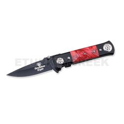 " Snake Eye " Heavy Stiletto Spring Assist Knife 4.5" Closed Red