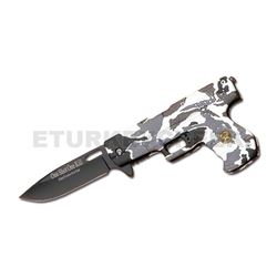 " One Shot One Kill " Sniper Gun Shape Action Assist Knife 4.5"