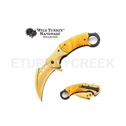 Wild Turkey Handmade Karambit Spring Assist Knife 5" Closed