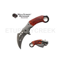 Wild Turkey Handmade Karambit Spring Assist Knife 4.5" Closed