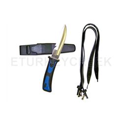 Diving Knife. Rubber Grip Handle 9" Overall Black