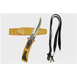 Diving Knife. Rubber Grip Handle 9" Overall Yellow