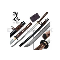 Ten Ryu - Sharp Damascus Steel Katana Sword - Brown Handle