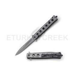 Snake Eye Tactical Gray Stiletto Knife 5" Closed with Clip