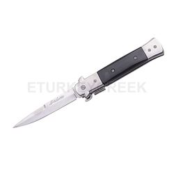 Italian Style Stiletto Folding Knife Black Handle 5"