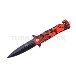 Snake Eye Tactical Spring Assist Knife 4.5" Closed Red Camo