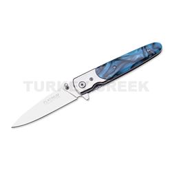 Spring Assist Gentleman's Knife Blue Pearl Handle 4.5" Closed