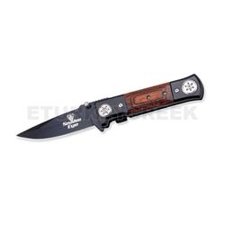 " Snake Eye " Heavy Stiletto Spring Assist Knife 4.5" Closed Wood