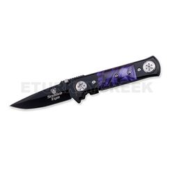 " Snake Eye " Heavy Stiletto Spring Assist Knife 4.5" Closed Prpl