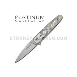 Spring Assist Gentleman's Knife w/White Pearl Handle 4.5" Closed