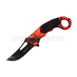" Karambit " Quick Action Assist Knife 5.25" Red Lava Camo