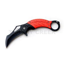 Karambit Style Spring Assist Knife 5" Closed Red Handle