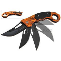 " Karambit " Quick Action Assist Knife 5.25" Orange Camo