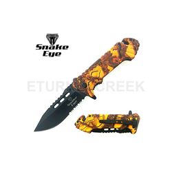SNAKE EYE TACTICAL CAMO SPRING ASSIST KNIFE 4.5" CLOSED