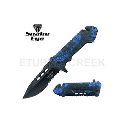 SNAKE EYE TACTICAL CAMO SPRING ASSIST KNIFE 4.5" CLOSED