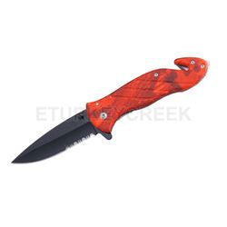 Rescue Style Spring Assist Knife 4.5" Closed W/Clip Red Camo