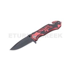 Eagle Design Handle Spring Assist Knife 4.5" Closed Red
