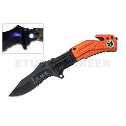 EMS Rescue Folder Spring Assist Knife LED Light 4.5" Re