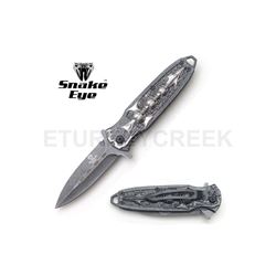 Snake Eye Tactical Gothic Skull Design Spring Assist Knife 4.5"