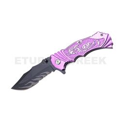 " Dragon " Fantasy Collection Spring Assist Knife Purple 4.5"